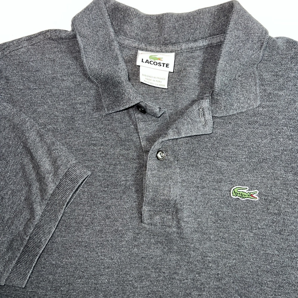 Lacoste Polo Shirt Men's 6 XLarge Grey Preppy Embroidered Logo Cotton